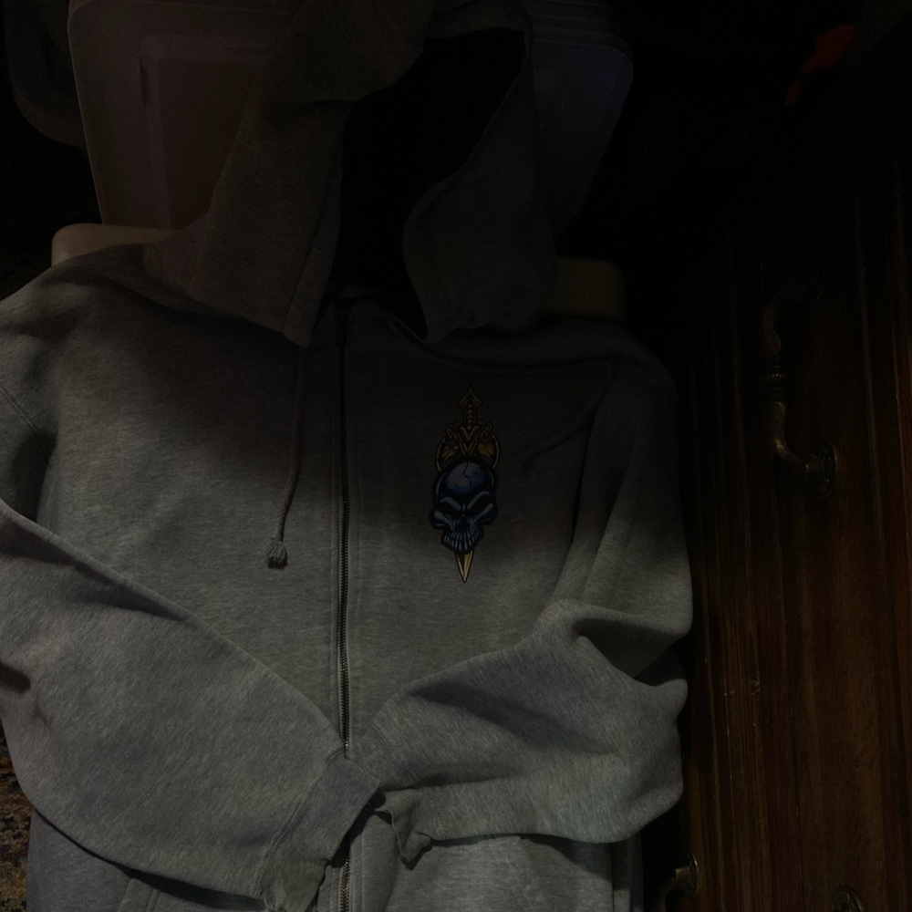 Gray Hoodie with Embroidered Design